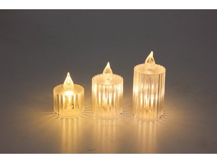 Nến điện trong suốt bộ 3ks các cỡ (bịch: 12 bộ)