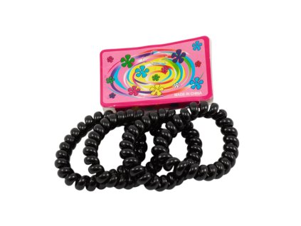 Dây buộc tóc lò xo vỉ giấy treo 4ks đen (bịch: 25 vỉ)