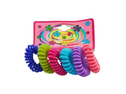 Dây buộc tóc lò xo vỉ giấy treo 6ks mix màu (bịch: 25 vỉ 3 gam màu)