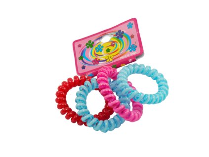 Dây buộc tóc lò xo vỉ giấy treo 4ks mix màu (bịch: 25 vỉ 3 gam màu)