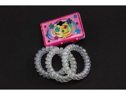 Dây buộc tóc lò xo vỉ giấy treo 3ks trong suốt (bịch: 25 vỉ)