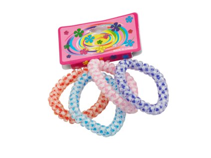 Dây buộc tóc lò xo vỉ giấy treo 4ks mix màu (bịch: 25 vỉ 2 gam màu)