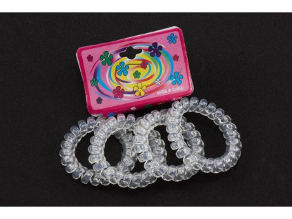 Dây buộc tóc lò xo vỉ giấy treo 4ks trong suốt (bịch: 25 vỉ)