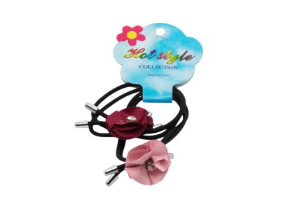 Dây buộc tóc hoa đính đá vỉ giấy treo 2ks mix màu (bịch: 12 vỉ 3 gam màu)