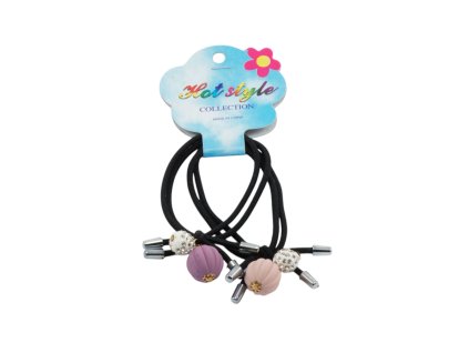 Dây buộc tóc quả đính đá vỉ giấy treo 2ks mix màu (bịch: 12 vỉ 3 gam màu)