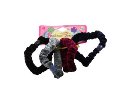 Dây buộc tóc nhung mấu nhựa vỉ 4 chiếc