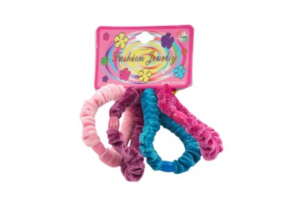 Dây buộc tóc nhung mấu nhựa vỉ 4 chiếc