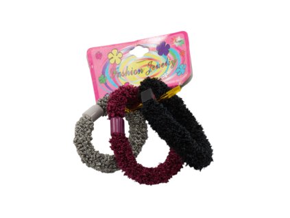 Dây buộc tóc mấu nhựa vỉ giấy treo 3ks mix màu (bịch: 12 vỉ 2 gam màu)