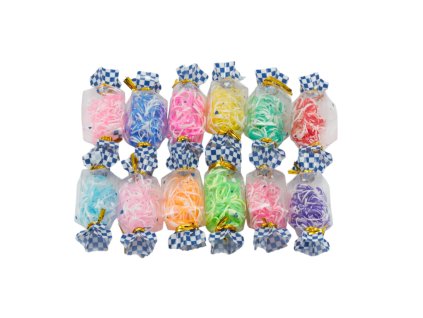 Nịt buộc tóc trong hộp nhỏ hình kẹo (Giá/bịch gồm 12 cái kẹo)