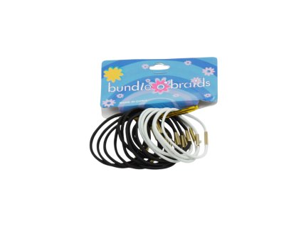 Dây buộc tóc nylon mấu sắt vỉ 18 chiếc đen trắng