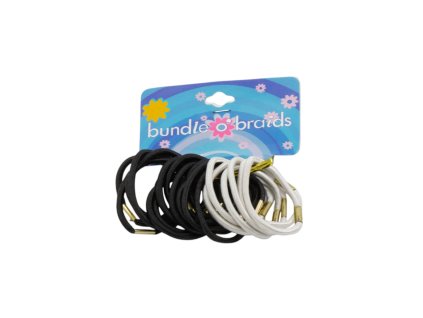 Dây buộc tóc nylon mấu sắt vỉ giấy treo 18ks đen trắng (Giá/cả bịch 12 vỉ)