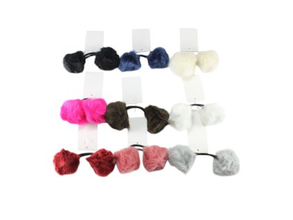 Dây buộc tóc quả lông 2 đầu bịch 24ks mix 9 màu