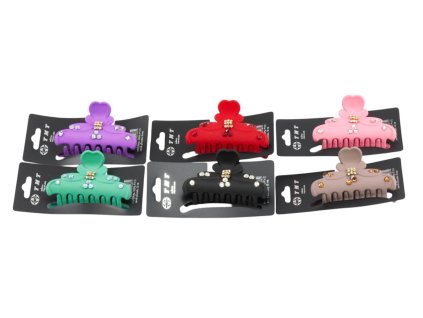 Cặp ngoạm silicon nhỡ đính giả đá (bịch: 12ks mix 6 màu)