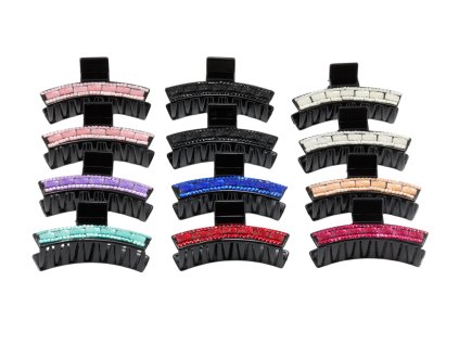 Cặp ngoạm nhỡ đính giả đá (bịch: 12ks mix 9 màu)