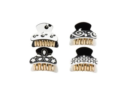 Cặp ngoạm nhỏ đen trắng đính đá (bịch: 12ks mix 4 kiểu)