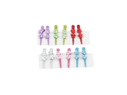 Trâm cài tóc mini nhũ đính hoa vỉ 6ks (Giá/vỉ giấy to gồm 12 vỉ nhỏ)