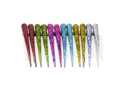 Trâm cài tóc 13cm hoa văn ánh nhũ (vỉ 12ks)