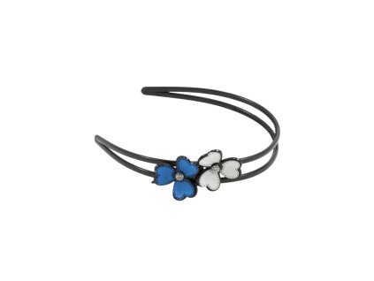 Bờm nhựa 2 hàng gắn hoa dán giả da lộn (bịch: 12ks mix 6 màu)