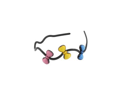 Bờm nhựa gắn nơ dán giả da lộn (bịch: 12ks mix 6 màu)