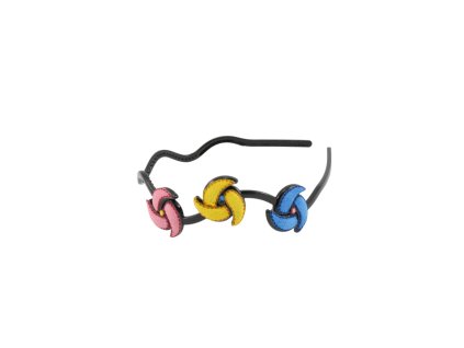 Bờm nhựa gắn hoa dán giả da lộn (bịch: 12ks mix 6 màu)