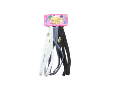 Bờm dây cao su đen trắng vỉ giấy treo 6ks (bịch: 12 vỉ mix 3 gam màu)