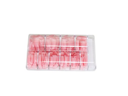 Móng tay giả bộ 500 móng trơn hồng trong hộp nhựa cứng