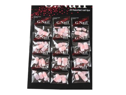 Móng tay giả gói 20 móng trơn màu tự nhiên kẹp giấy treo (vỉ to: 12 gói)