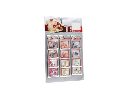 Móng chân giả gói 20 móng vẽ hoa kẹp giấy treo (vỉ to: 12 gói)