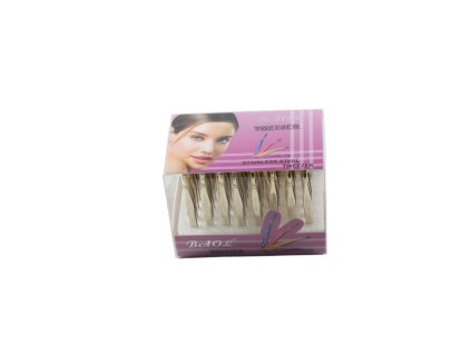 Nhíp nhổ mi thép vàng bóng cắm trong hộp nhựa (bịch: 48ks)