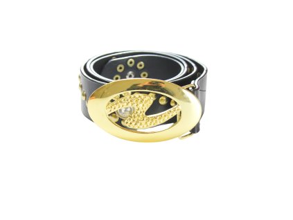 Dây lưng da mặt tia chớp vàng to