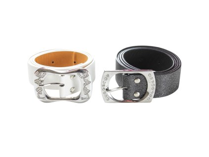 Dây lưng da mặt chữ nhật cong đính đá