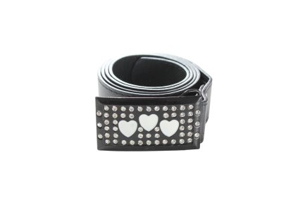 Dây lưng da mặt chữ nhật đen to đính đá