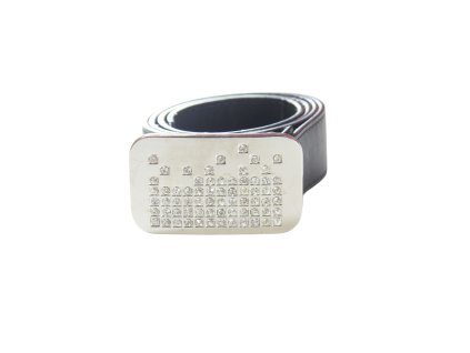 Dây lưng da đen mặt chữ nhật to đính đá