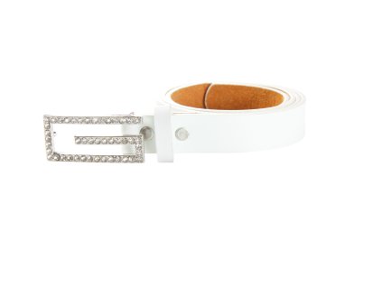 Dây lưng da nữ trắng mặt chữ G đính đá