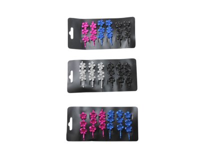 Cặp ghim tóc hình hoa bộ 6ks vỉ nhựa trong túi bóng treo (bịch: 12 vỉ)