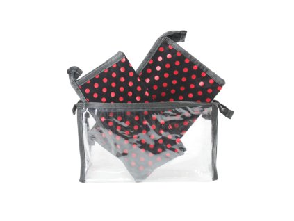 Túi đựng mỹ phẩm chữ nhật bộ 3ks chấm bi (bịch: 12 bộ)