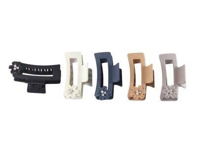 Cặp ngoạm nhựa dẻo 8cm gắn hoa đính đá vỉ nhựa treo (bịch: 12ks)