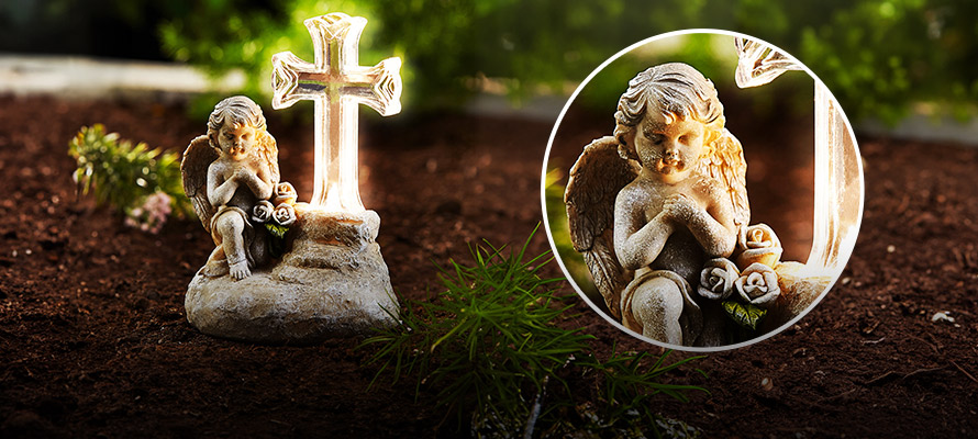 Anděl s LED solárním křížem