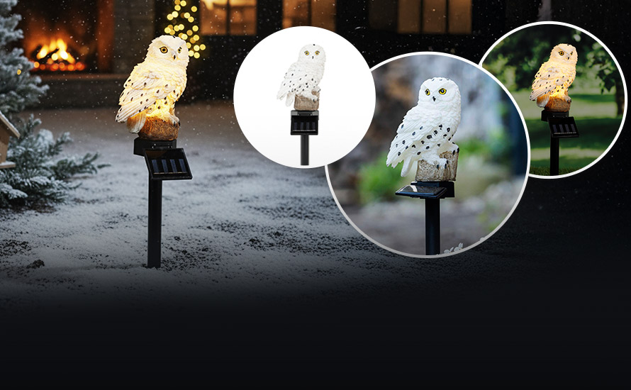 Solární zápich Bílá sova
