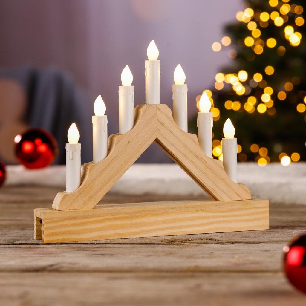 Dřevěný vánoční svícen - Velký Košík