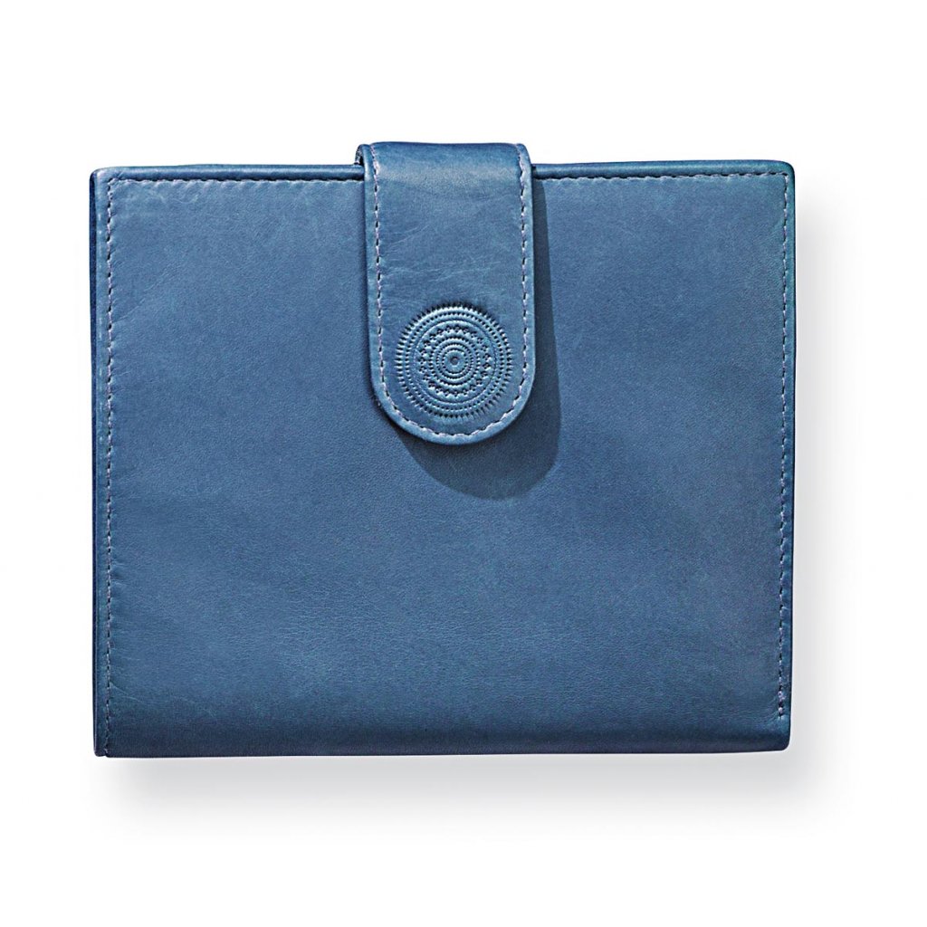 Dámská peněženka kožená Mandala, džínově modrá