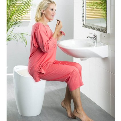 Koupelnová stolička s košem na prádlo Candy, bílá