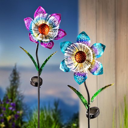 Solární zahradní zápichy Květ iluze, sada 2 ks