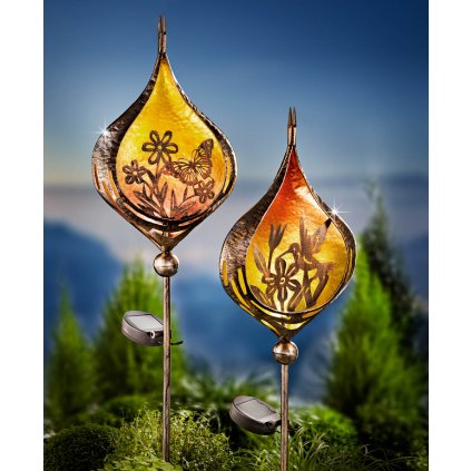 Solární zahradní zápichy Motýl a Kolibřík, sada 2 ks