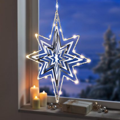 LED Závěsná dekorace Hvězda s 3D efektem