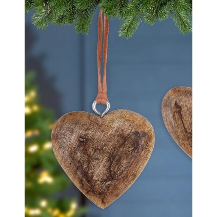 Dřevěná závěsná dekorace Srdce, 11 cm