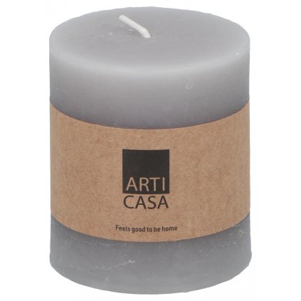 Sloupová svíčka Arti Casa, světle šedá, 7 x 8 cm