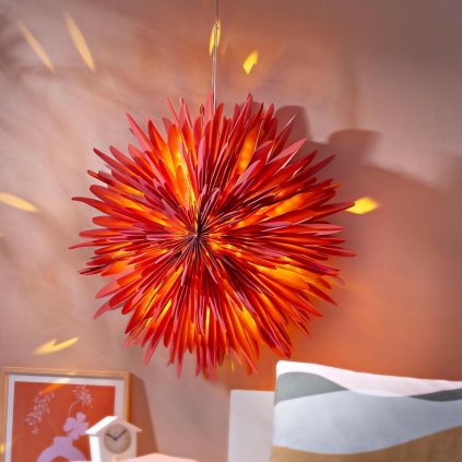 LED dekorace Květ Dahlia, červená, 60 cm