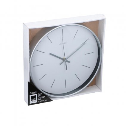 Nástěnné hodiny, bílé, 30 cm