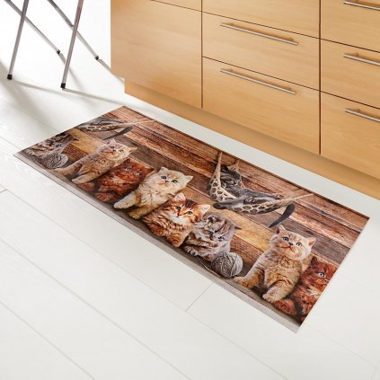 Běhoun do kuchyně Kočky, protiskluzový, 120 x 52 cm
